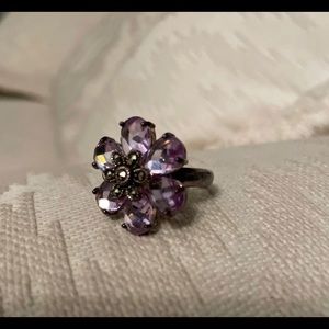 Boutique Deep Purple Flower Gem Ring